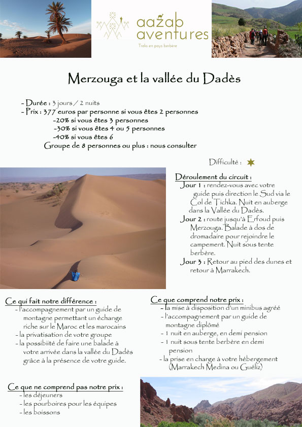 circuit au départ de Marrakech - Merzouga et la vallée du Dadès